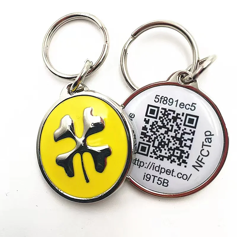 13.56Mhz NFC Pet ID Tag Printable QR Code RFID Dog Tracking NFC Metal Pet Tags For Animals