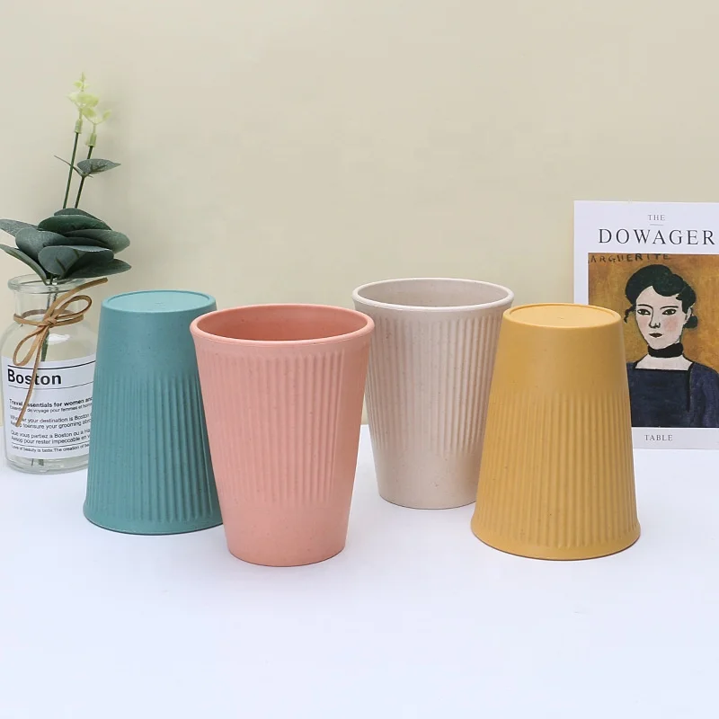 Eco-friendly 4 PCS Wheat Straw Cup Unbreakable Reusable Drinking Cup With Logo