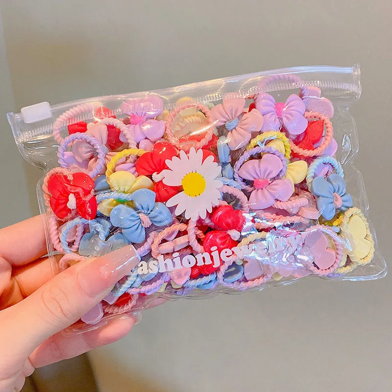 IFOND Wholesale 20pcs/set Cute New Flower Fairy Cartoon Hair Children Baby Elastic Rubber Band Ties Girls Gift Box