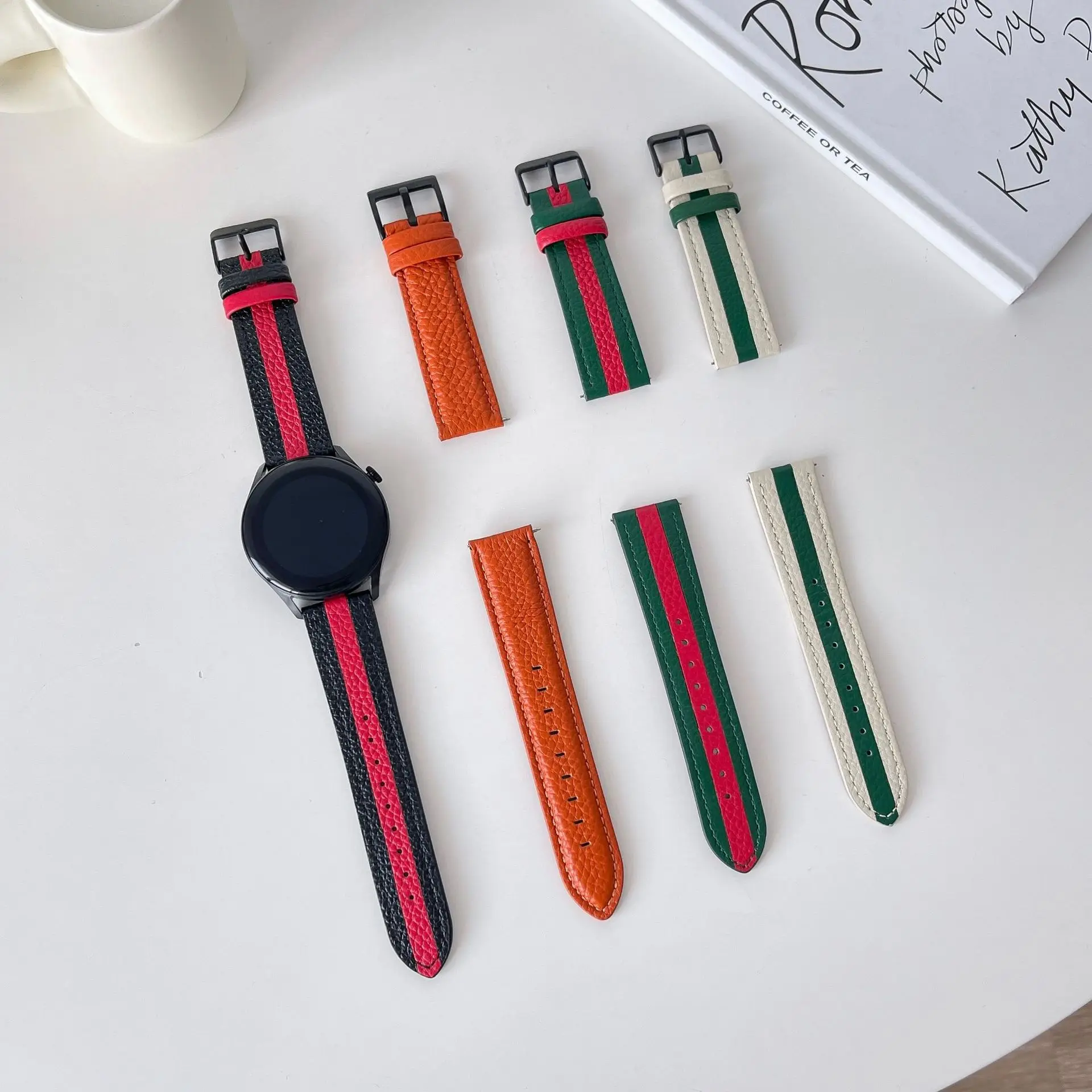 New Style Leather Watch Band for Samsung Galaxy Watch5 Retro Green Band for Samsung Watch4 20mm 22mm
