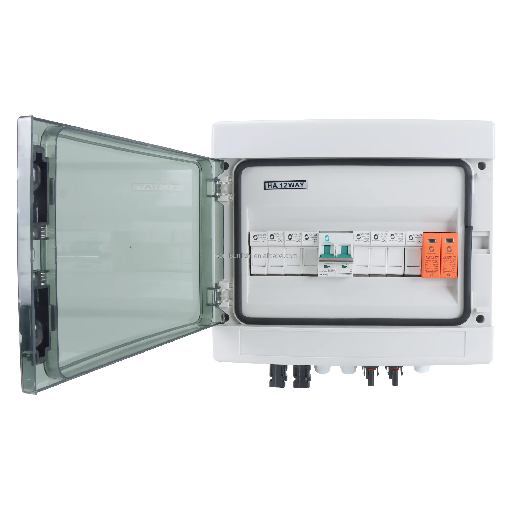 CE WSDB-PV4/1 IP65 4 IN 1 OUT 4 Strings Array 16A 500V DC Solar PV Combiner Box for solar system