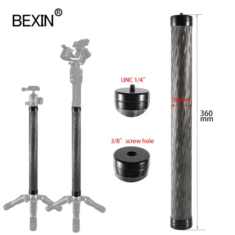 BEXIN OEM/ODM Custom Factory Wholesale Tripod Camera Accessories Carbon Fiber Selfie Extension Stick for Ball Head