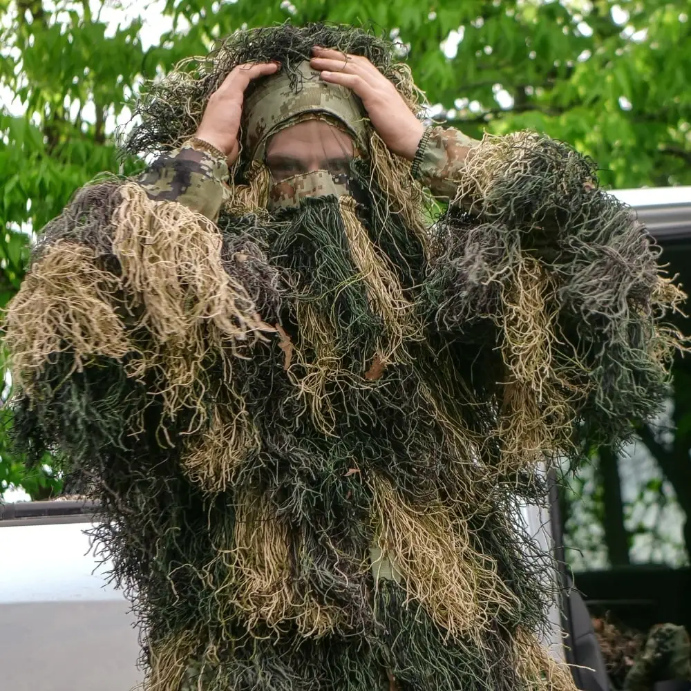 Моющиеся костюмы Ghillie для кемпинга на открытом воздухе Кочевник камуфляжная одежда леса армейский снайперский костюм