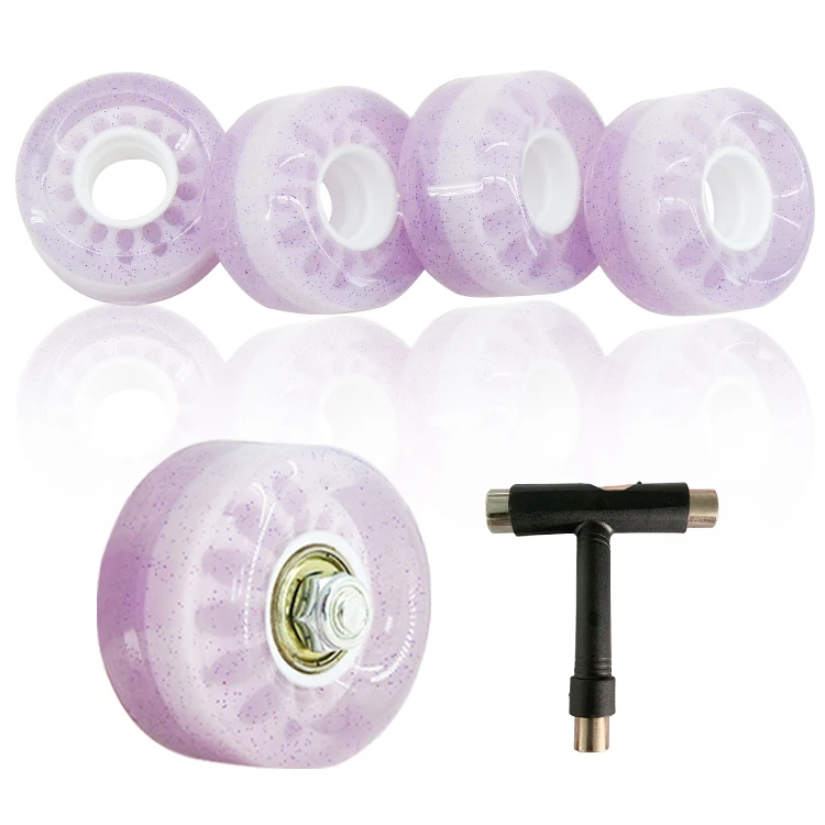 High Rebound PU Outdoor Light Up Quad Roller Skate Wheels RGB flashing roller for skateboard shoes Replacements