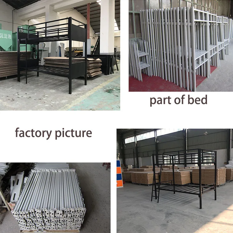 Metal Bunk Bed Heavy Duty Sturdy Twin Steel Bed Frame Commercial Use Kids Camps And Shelter Black Bed