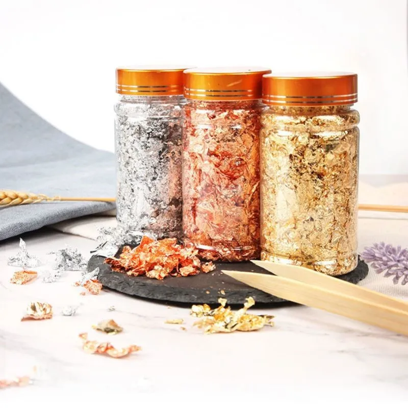 cake decorating tools edible cake decorators gold leaves silver rose gold flakes 2g bottle