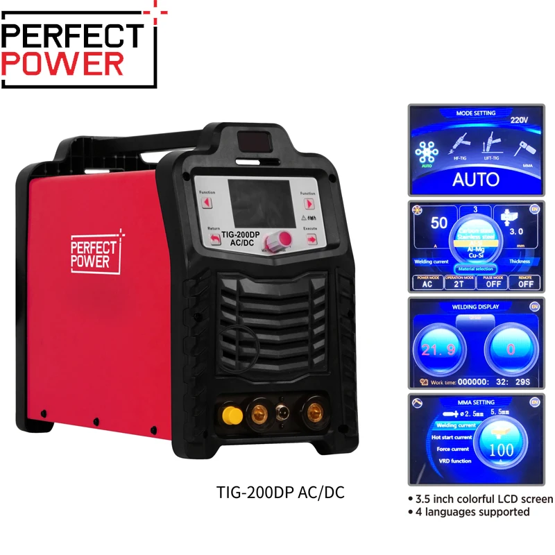 IGBT Inverter DC Pulse TIG Welder MMA ARC Welding Machine for Aluminium Stainless Steel Single Phase AC 220V 200 Amp Carbon Max