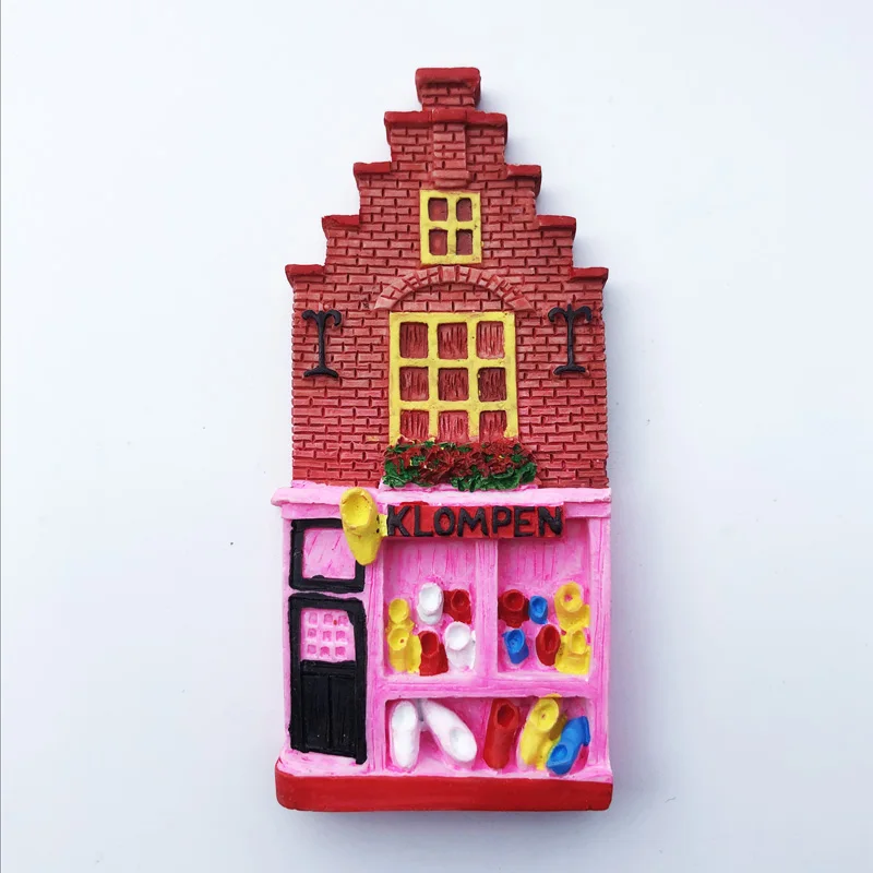 Dutch wooden shoe shop House style Home decor refrigerator sticker custom wholesale resin gift fridge magnet