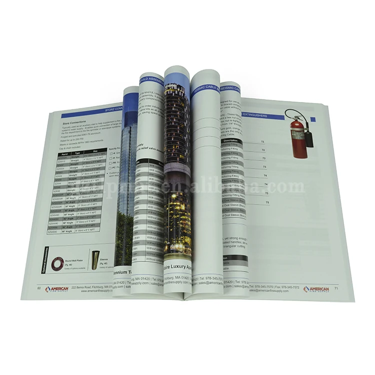  Catalogue printers perfect bound bulk catalog printing with 3 holds punched at China Printing