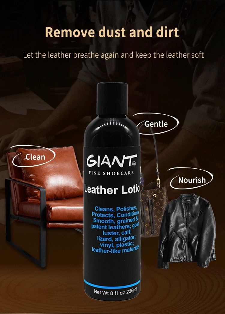 LEATHER LOTION natural waxanimal fats, this 2-in-1 cleaner and softener replenishes grease for all types of smooth leather care
