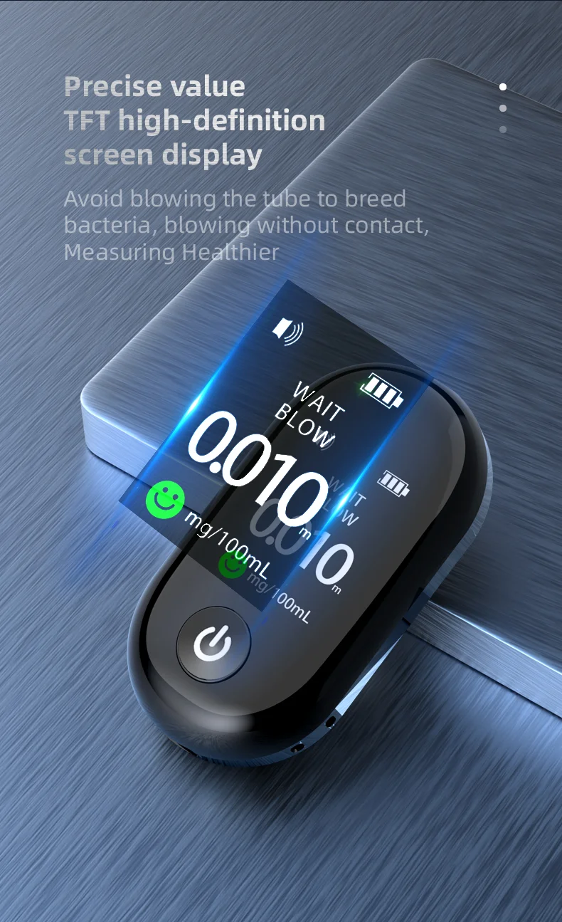 2022 Hot selling Digital Breath Electronic Alcohol Checker USB Rechargeable Portable Keychain Alcohol Tester Police Breathalyzer