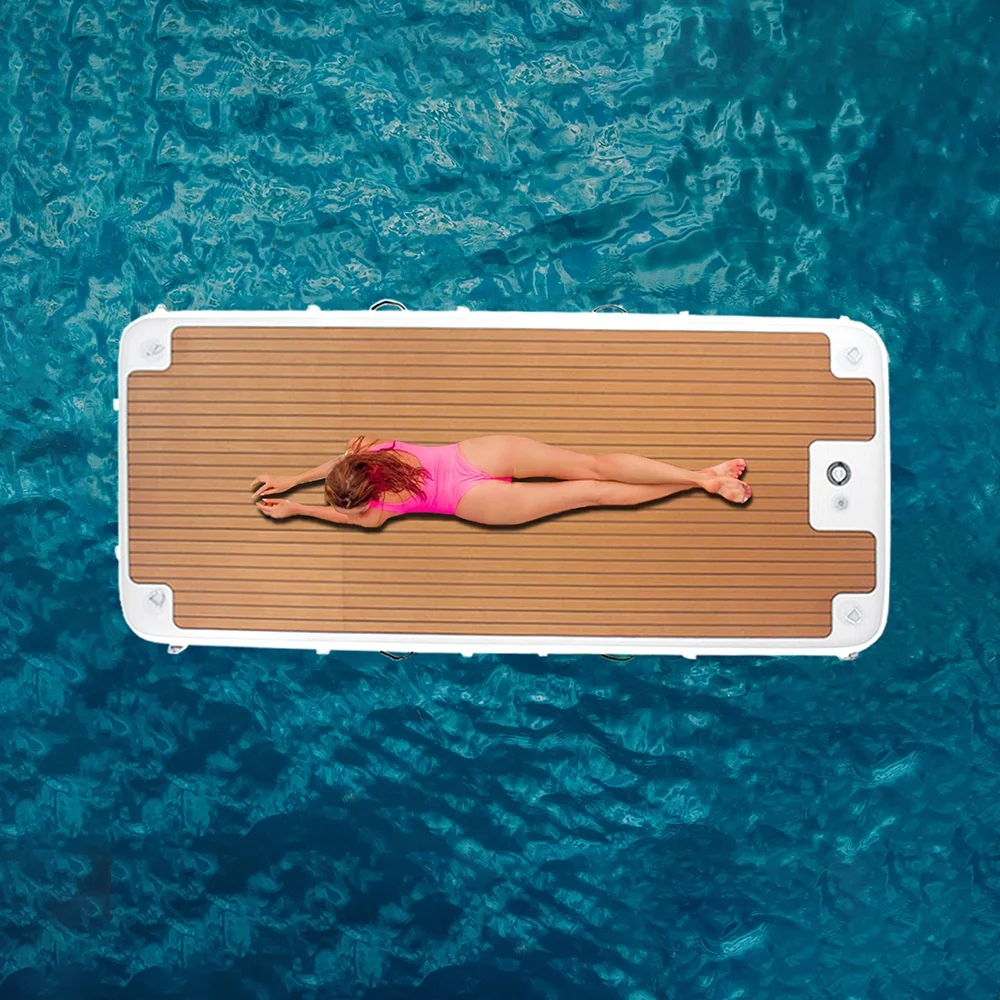 BSCI/EN Inflatable Platform Hotsale Fishing Floating Island Boat Dock Swim Water Inflatable Platform