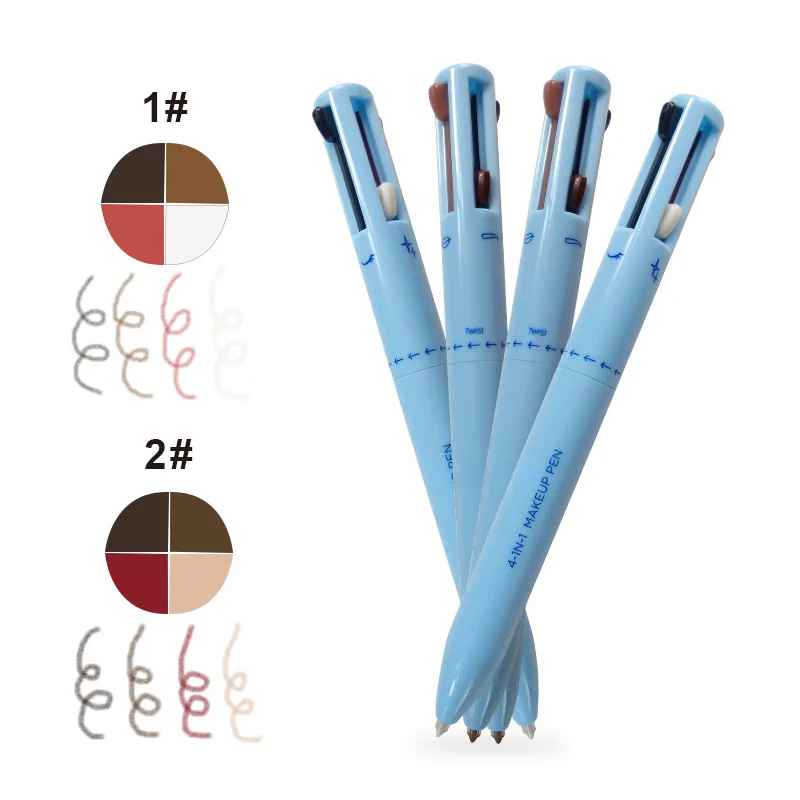 4 In 1 Makeup Pencil Private Label Custom Highlight Pen Velvet Eyebrow Pencil Creamy Vegan Eye Liner Lip liner Pen