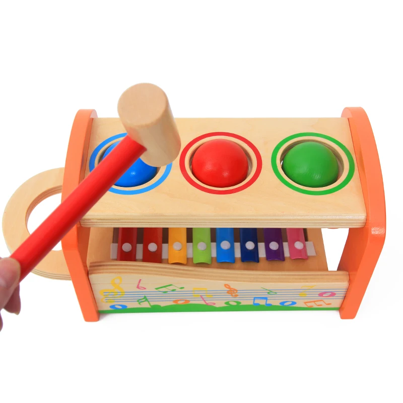 
Wooden Music Toy Pounding Toy Ball pounder toy for kids Wooden knocking table Xylophone 