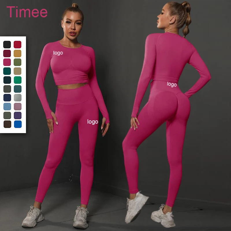 seamless activewear set clothing manufacturers custom sweat suits seamless high waist butt scrunch yoga leggings set