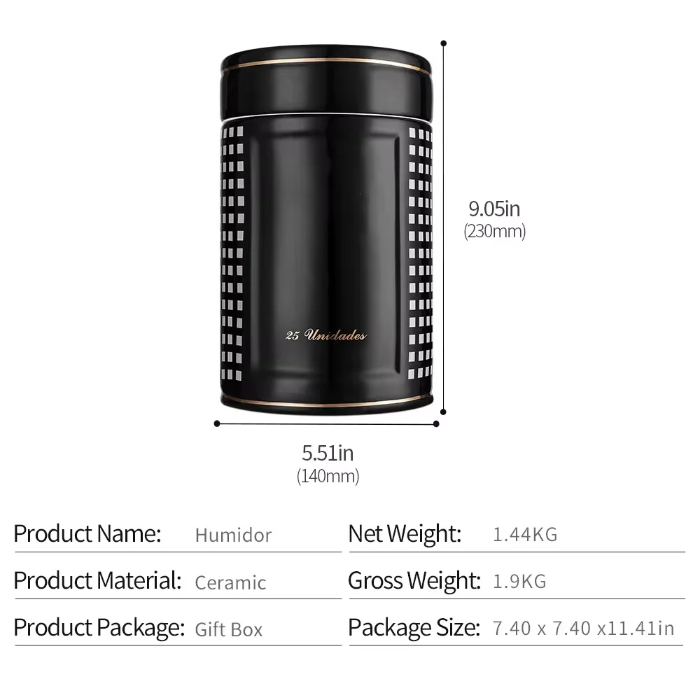 Cigar Humidor Moisturizing Tube Portable Travel Case Jar Ceramic Large Diameter With Gift Box cigar storage tube