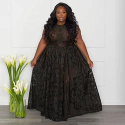 Lady Plus Size Evening Gowns Women Long Dresses Elegant Maxi Black Dinner Dress Wedding And Bridesmaid Dresses Lace