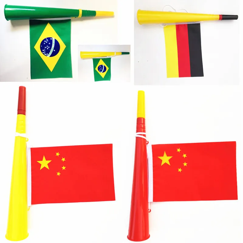 Cheap Custom National Flag Vuvuzela Plastic Horn Soccer Fans Flags Air Horn Cheering Custom Flags Horn