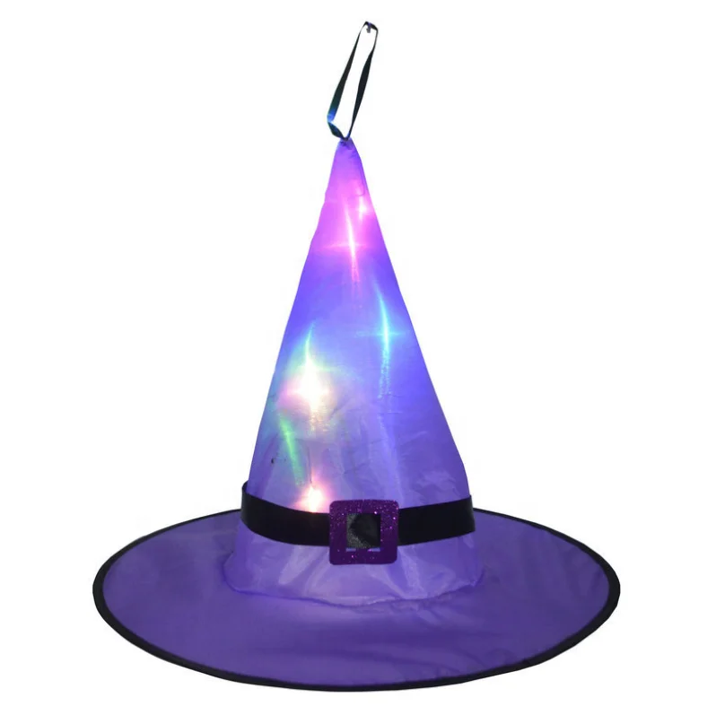 halloween outdoor yard decoration hanging lighted glowing witch hat decorations with led battery operated for tree decoration