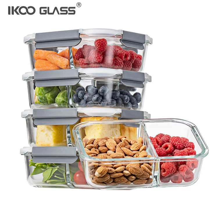 Контейнер для готовой пищи без БФА стеклянный пищевой контейнер с отсеком