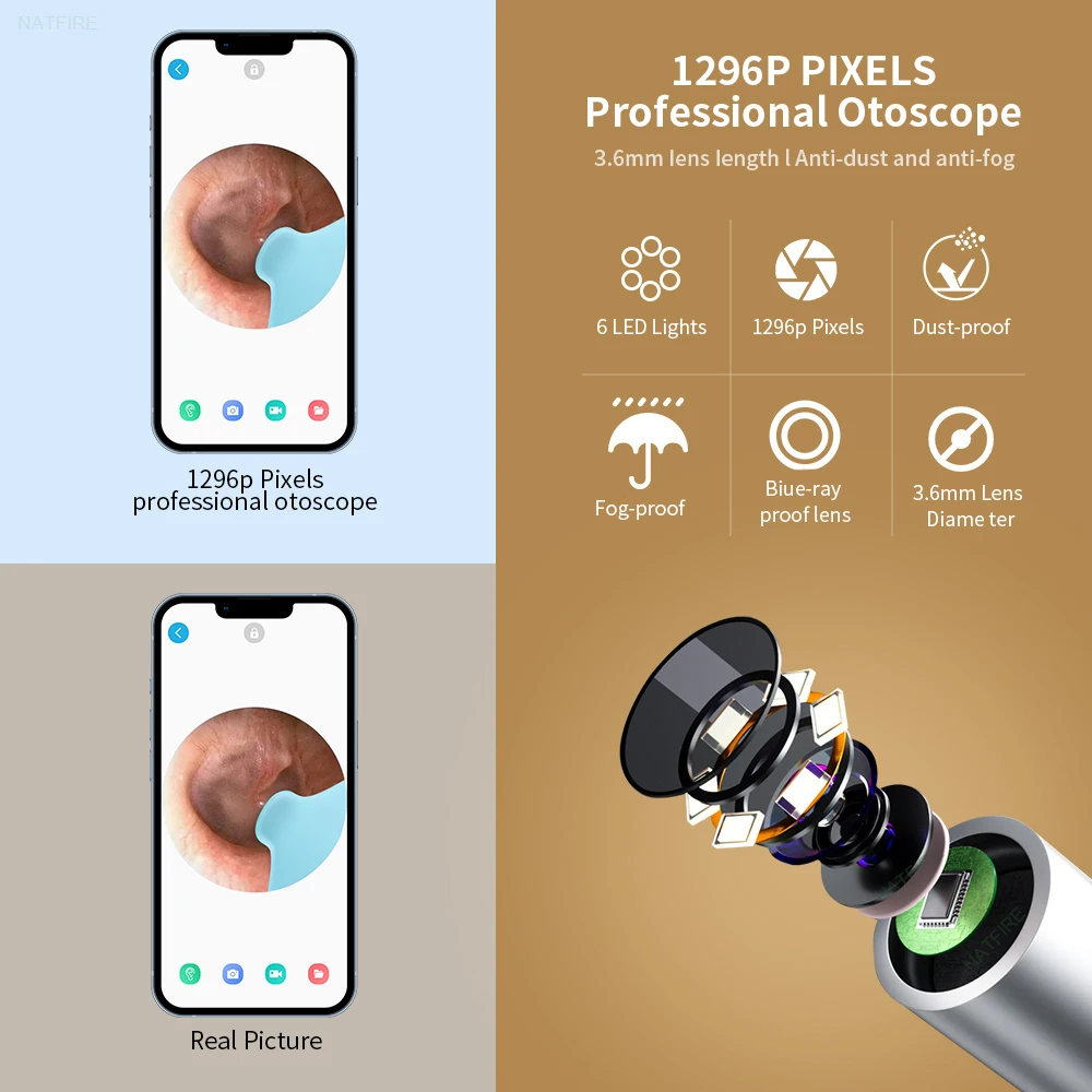 Smart Visual Ear Cleaner 1296P Ear Sticks Otoscope USB C Charging Endoscope Wax Removal Tool Earpick Camera Health Care