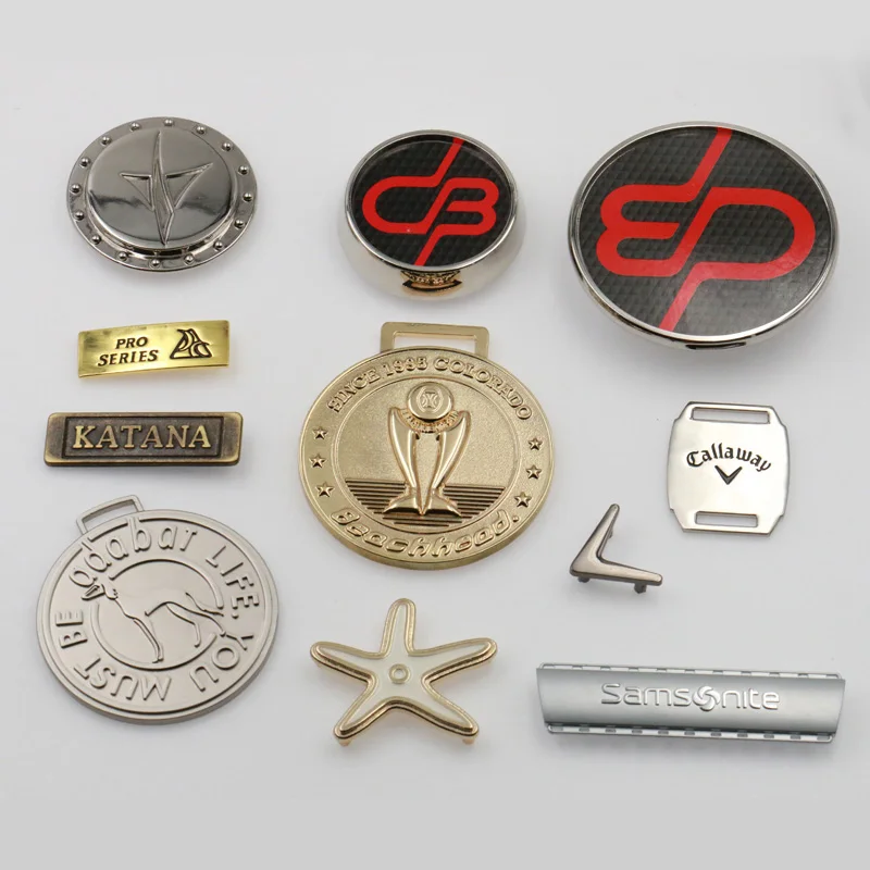 metallic zinc alloy 2 hole ses clothing logo sew see metal label for clothes