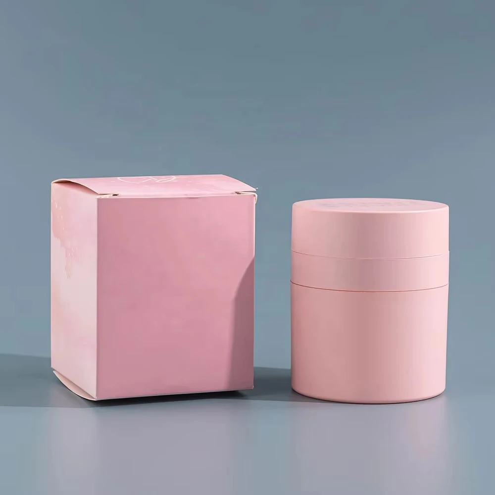 Pink Super Cute New Design Unique Facial Cream 50ml Skincare Body Butter Airless Jar with the Same Color Pump and cap