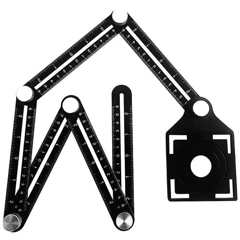 Folding drill guide tool tile opening positioning metal folding ruler aluminum alloy six fold ruler