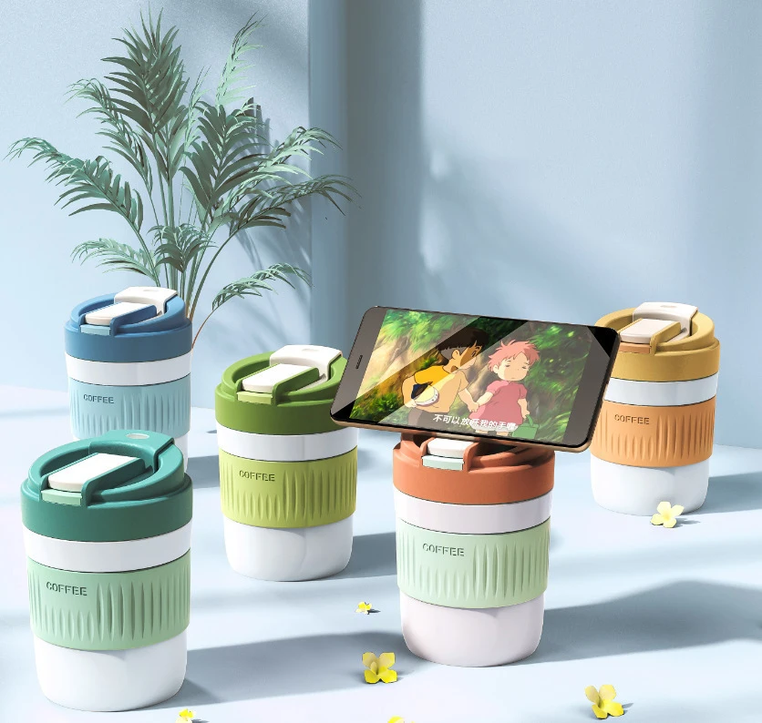 New high appearance cute portable car mounted double drinking glass straw cup