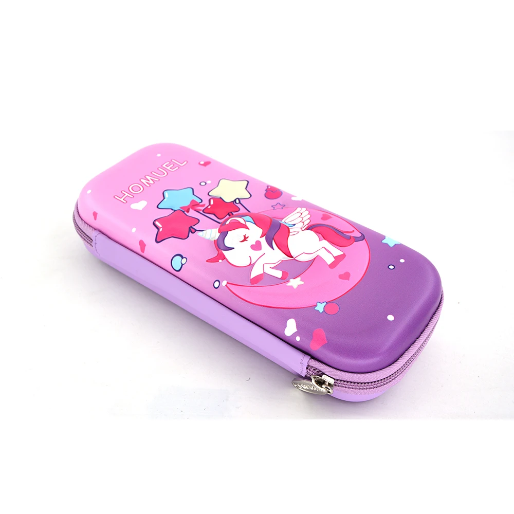 Cheap Wholesale Kids Cute Pencil Cases Purple Pu Pencil Case For Girls Kawaii Unicorn Pencil Case