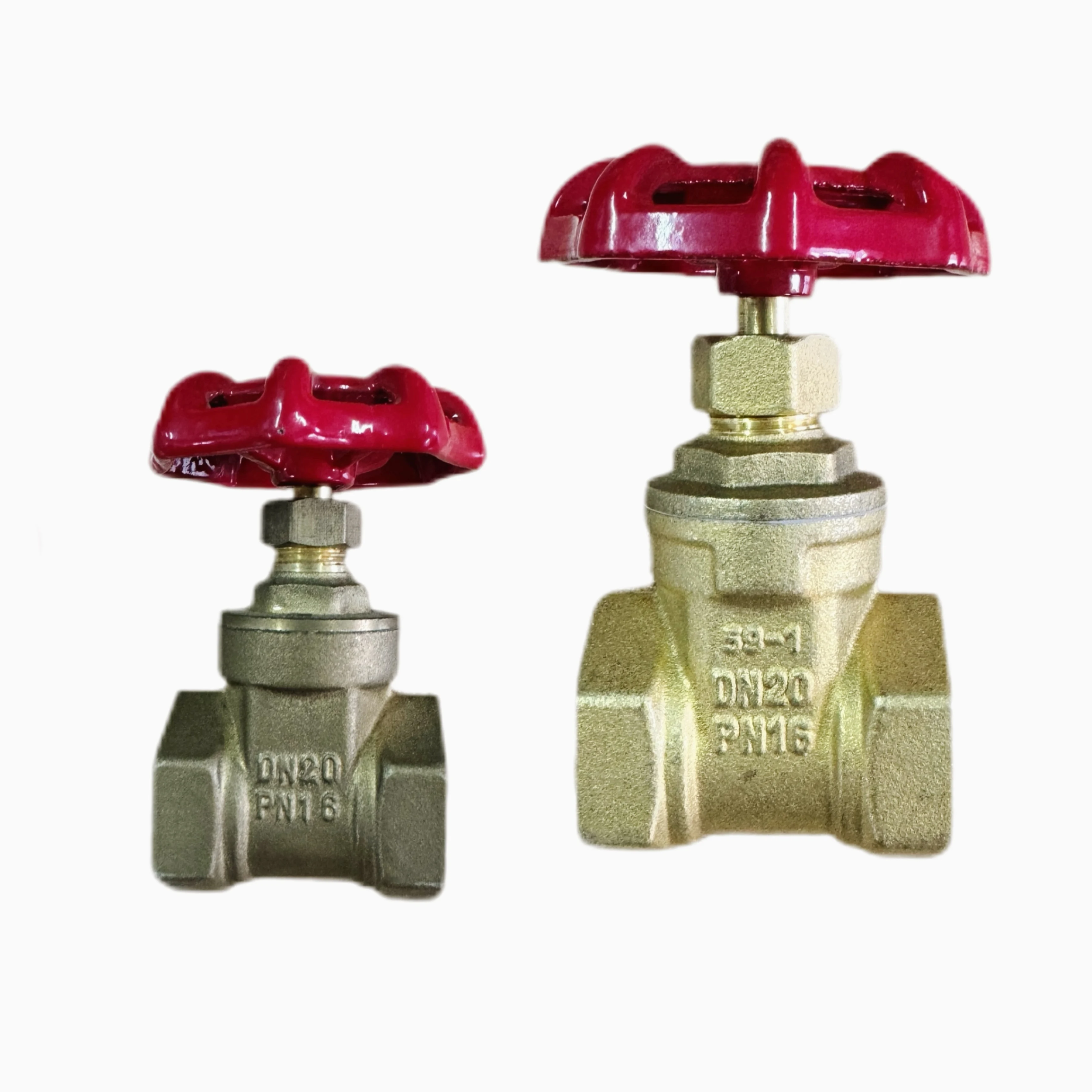 China Manufactured Pn16 Brass Stop Stop Valve Red Iron Wheel With Screw Thread Ends Manual Power Brass Gate Valve