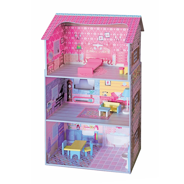 New wholesale Wooden inflatable Doll House lights kids play hut toy