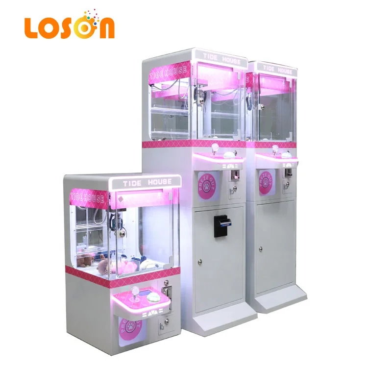 Indoor Transparent Tide House Small Toy Mini Crane Claw Machine with Bill Acceptor