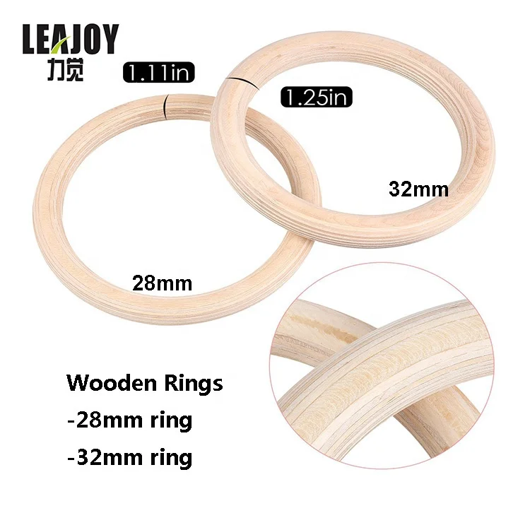 Customizable Birch Gymnastic Rings Pilates High Grade Gymnastic Rings With Adjustable Numbered Straps