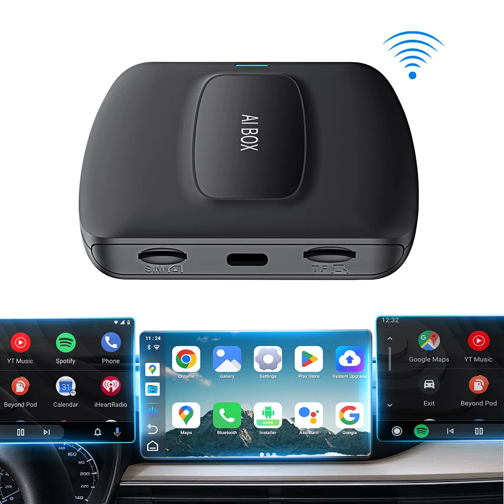New Ottocast 2G+32GB smart ai box carplay dongle android 12 auto stereo car gadgets wireless carplay for youtube netflix