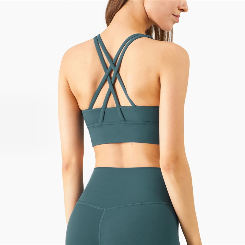 Cross Back Fitness Yoga Bra Gym Crop Top Sportswear Sexy High Impact Women Sports Bra Plus Size Underwear