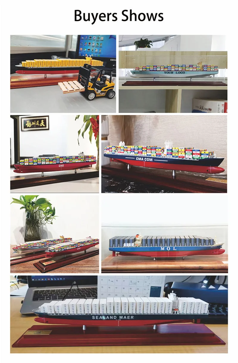 luxury office decor art accessories table decoration for desk wooden container ship model scale cargo cosco shipping model