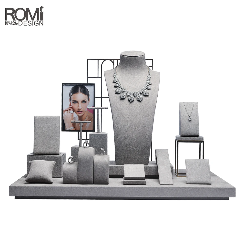 Серый ювелирный дисплей упаковка металлические ювелирные изделия набор для шкафов окон