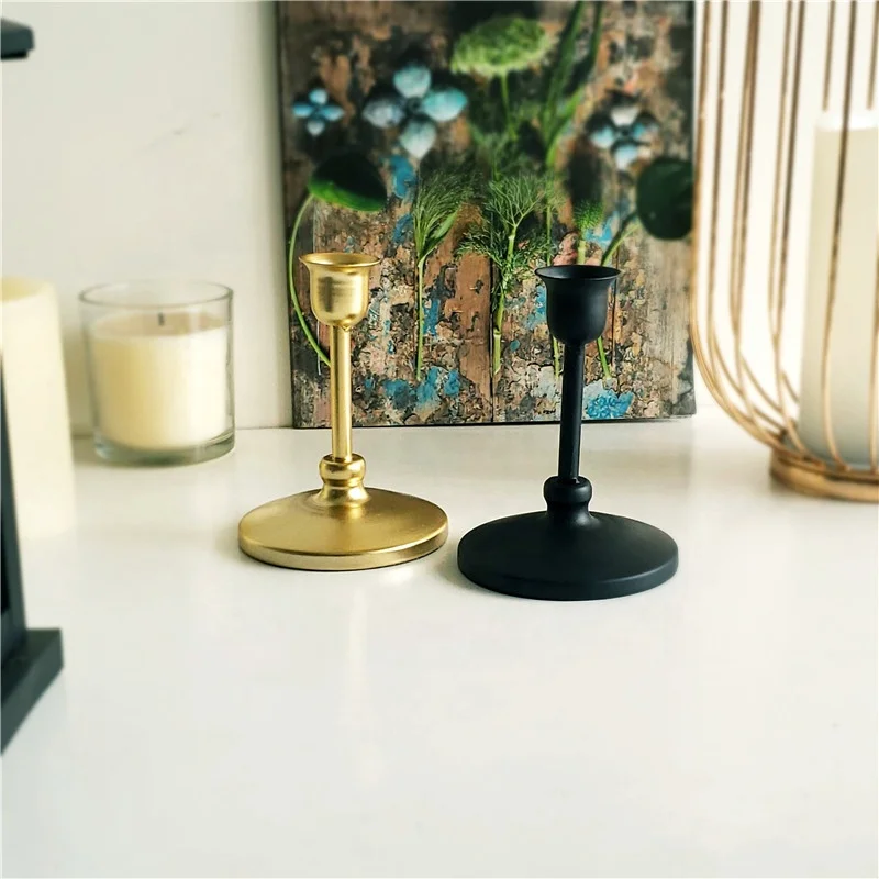 High Quality Black and Gold Metal Candle Holder Iron Cheap Decorative Candlestick For Home Decor