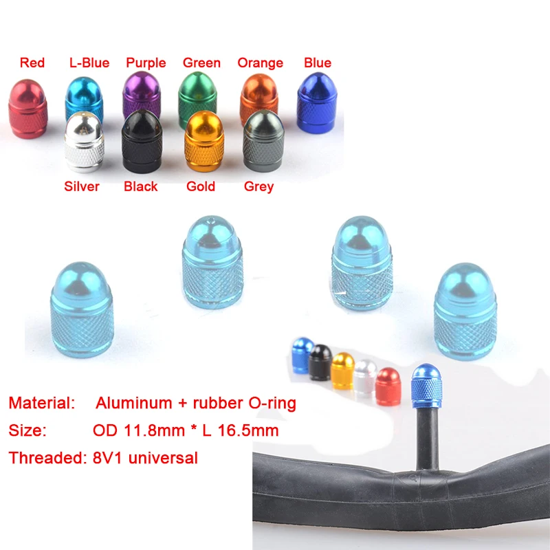 4pcs/set Bullet Dome Tire Valve Stem-Caps Aluminum Corrosion Resistant For Car/Truck/Motorcycle/Bike ( 8V1 Thread)
