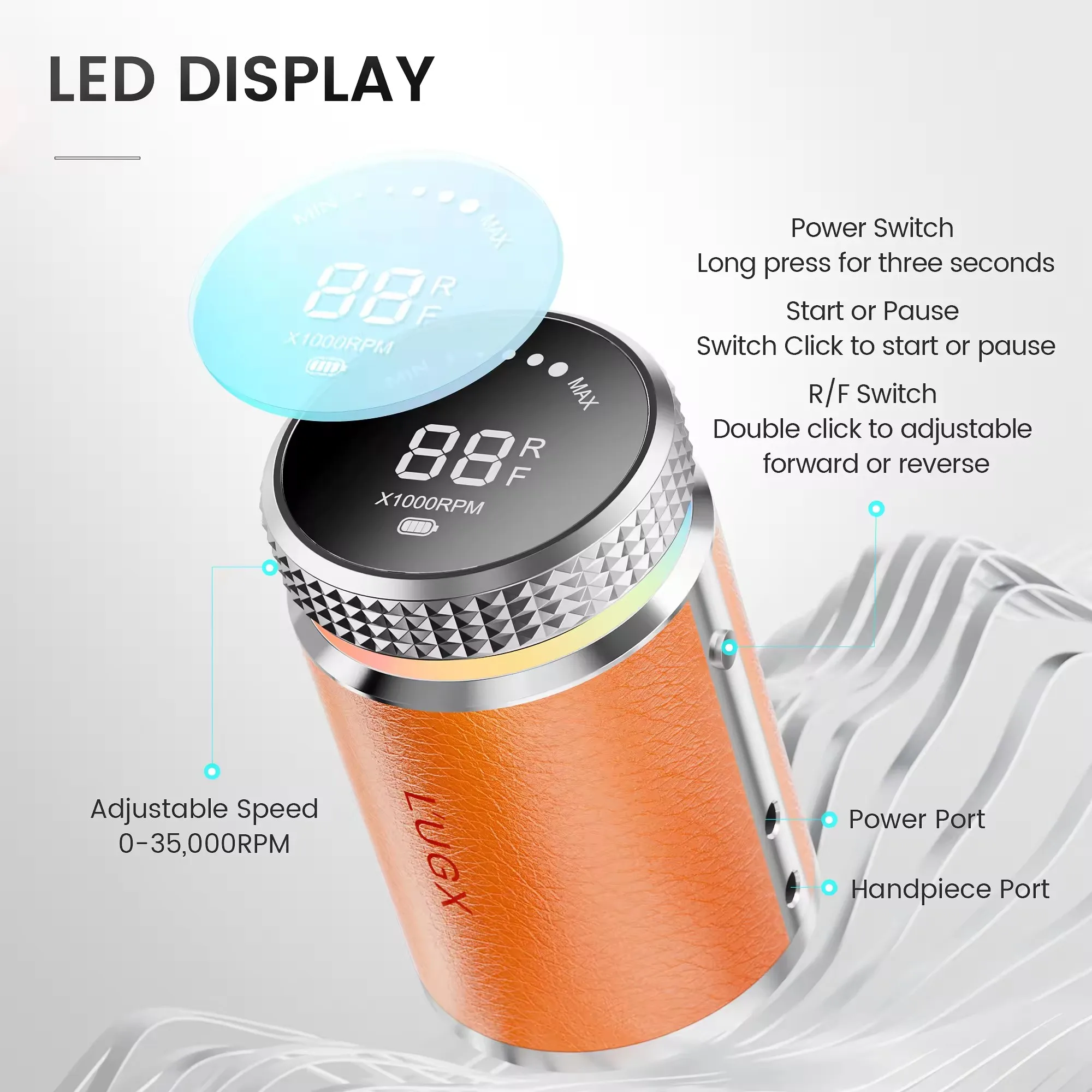 Professional Brushless Electric Rechargeable Nail Drill  Lugx Warterfoorf Portable Nail Drill Machine 35000rpm
