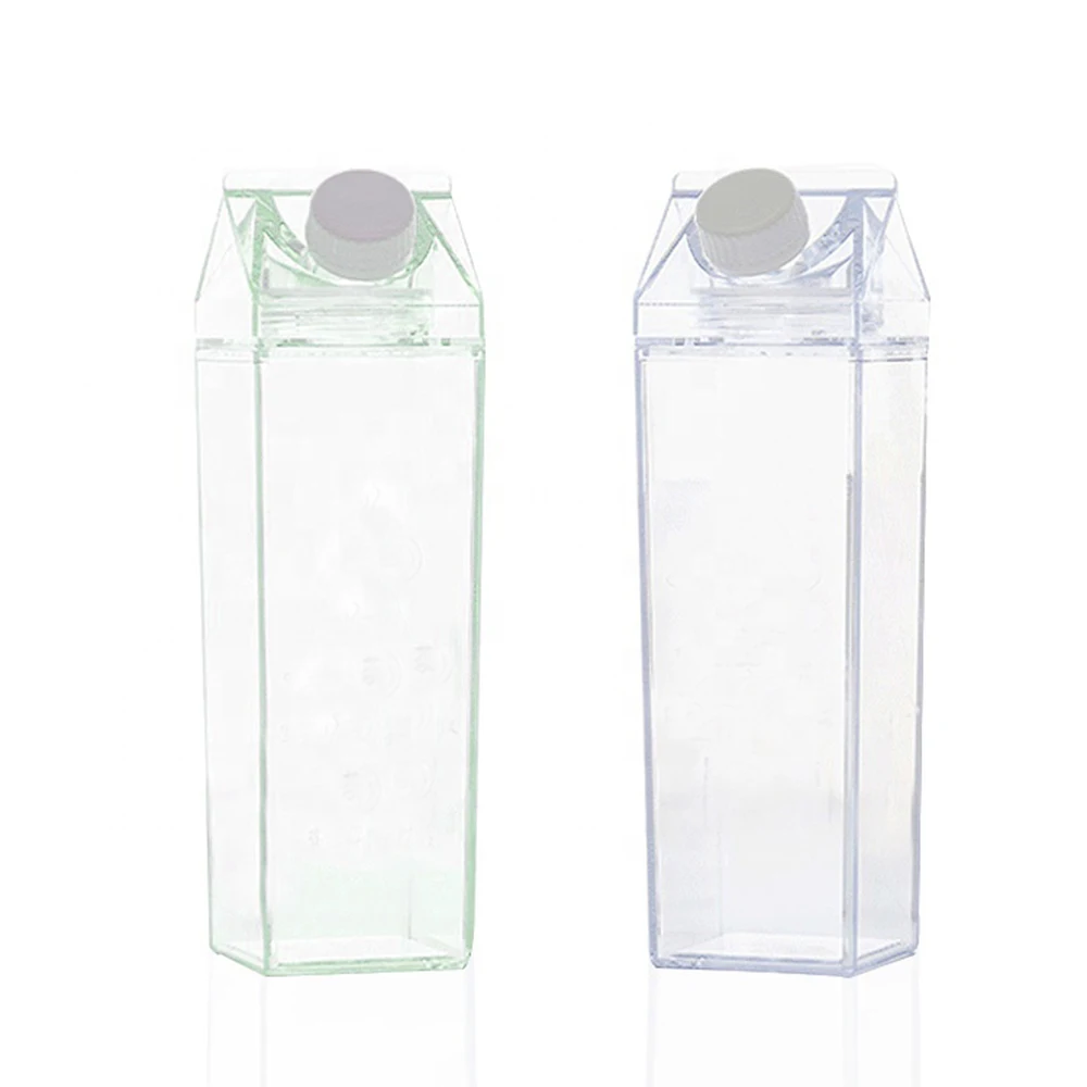 
Square Plastic Transparent Clear Milk Carton Water Bottle 