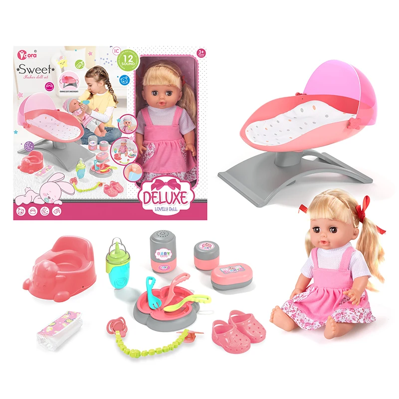 12 Sounds 14 Inch Cute Reborn Drinking Water Pee Baby Doll Sets for Sale Pretend Play Toys for Kids Girls Dolls Accessories Toys