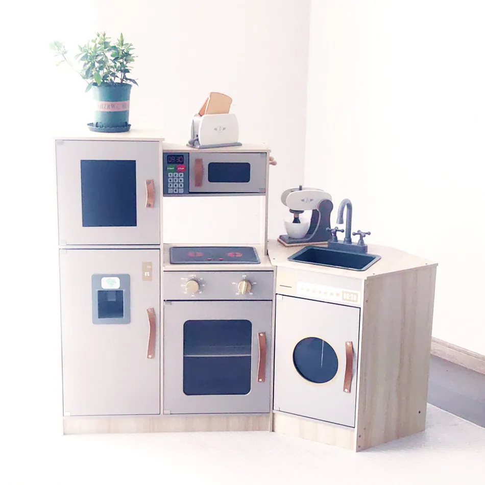 2024 Hot sell Nordic Children Grey Simulation Cooking creative Wooden Kitchen Set educational toys for kids Boys andGirls CE CPC