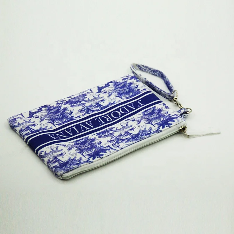 OEM ODM Customization Designer Women Canvas Girls Ladies Wallets Travel Mini Coin Purse Makeup Bag with Handle