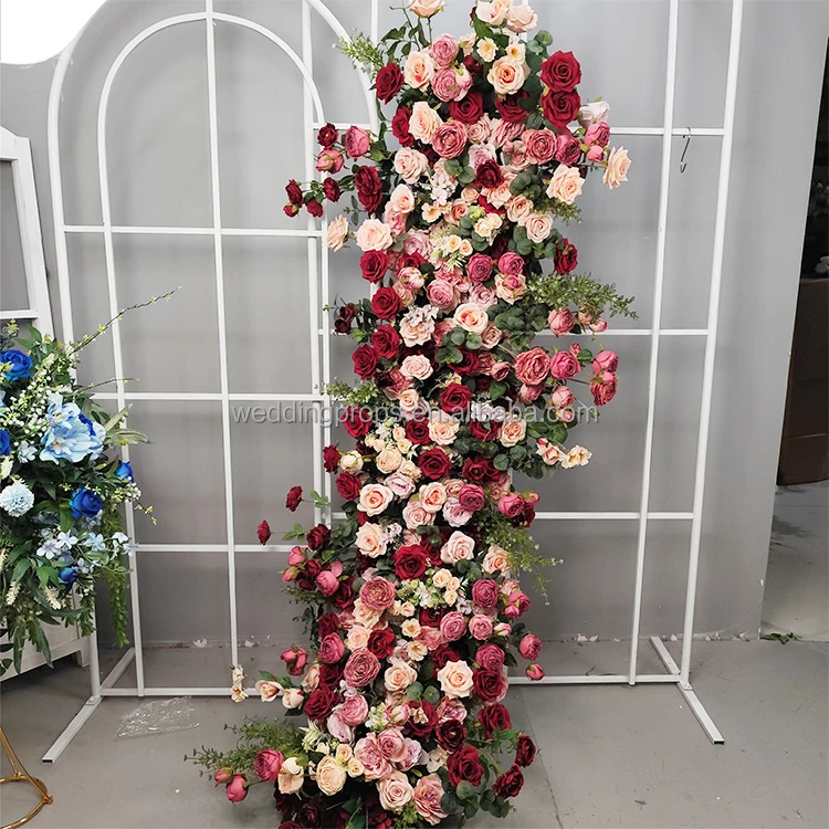 baby breath white rose artificial flower runner decor flower arrangement panel for wedding event decoration
