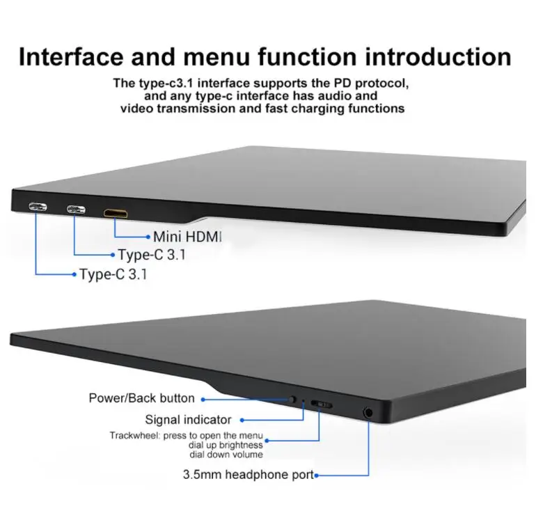  14 дюймов портативный монитор 1080P с сенсорным экраном FHD эффективный USB Power IPS Уход за глазами легкий Совместимость ОС Mac
