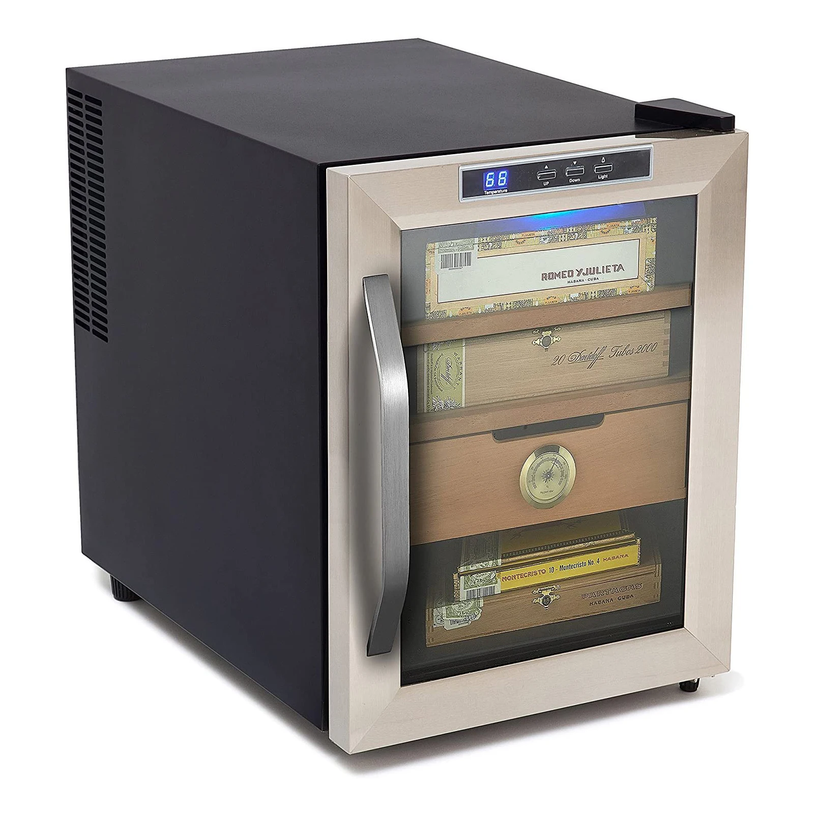 Stainless Steel 400-Cigar Cooler 2.5 Cubic Feet Humidor Cigar Fridge Showcase Electric Cigar Humidor  Cabinet