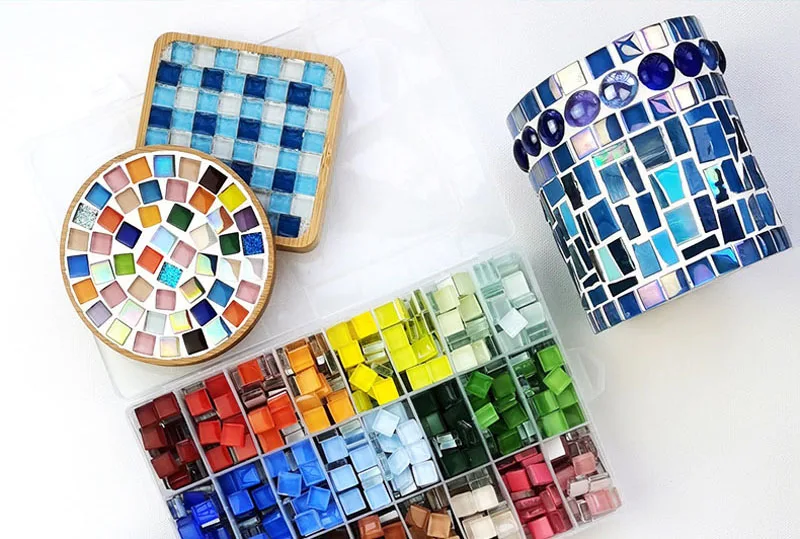 1100 Pieces Mosaic Tiles Squares Crystal Mosaic Stained Glass Kits for Adults Crafts Supplies DIY Picture Frames Handmade