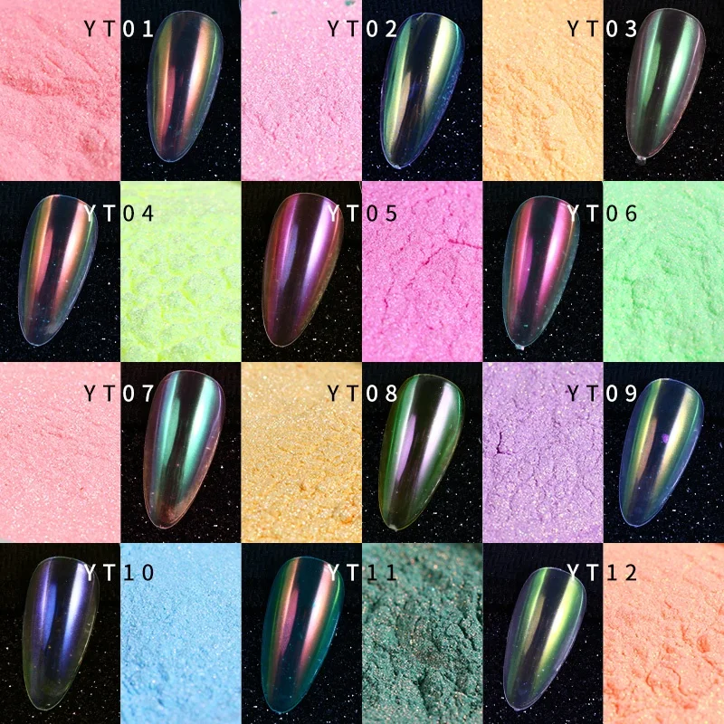 FEISHI Factory Popular Mica Nail Pigment Rainbow Aurora powder magic mirror chrome powder for nail